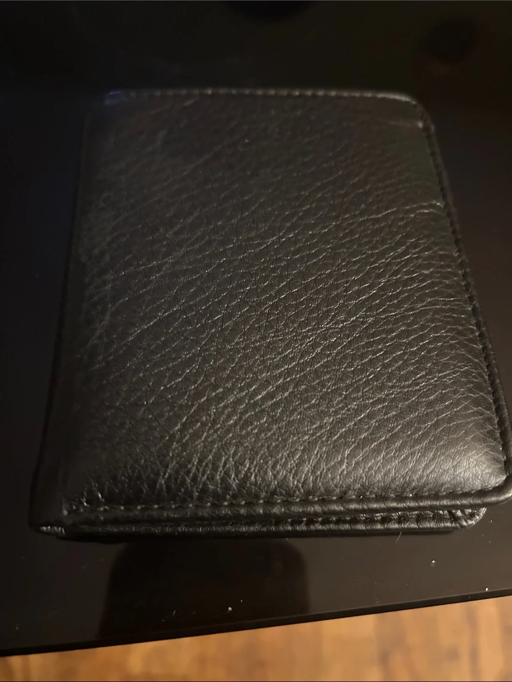 Minimal Black Genuine Leather Card & Key Holder
